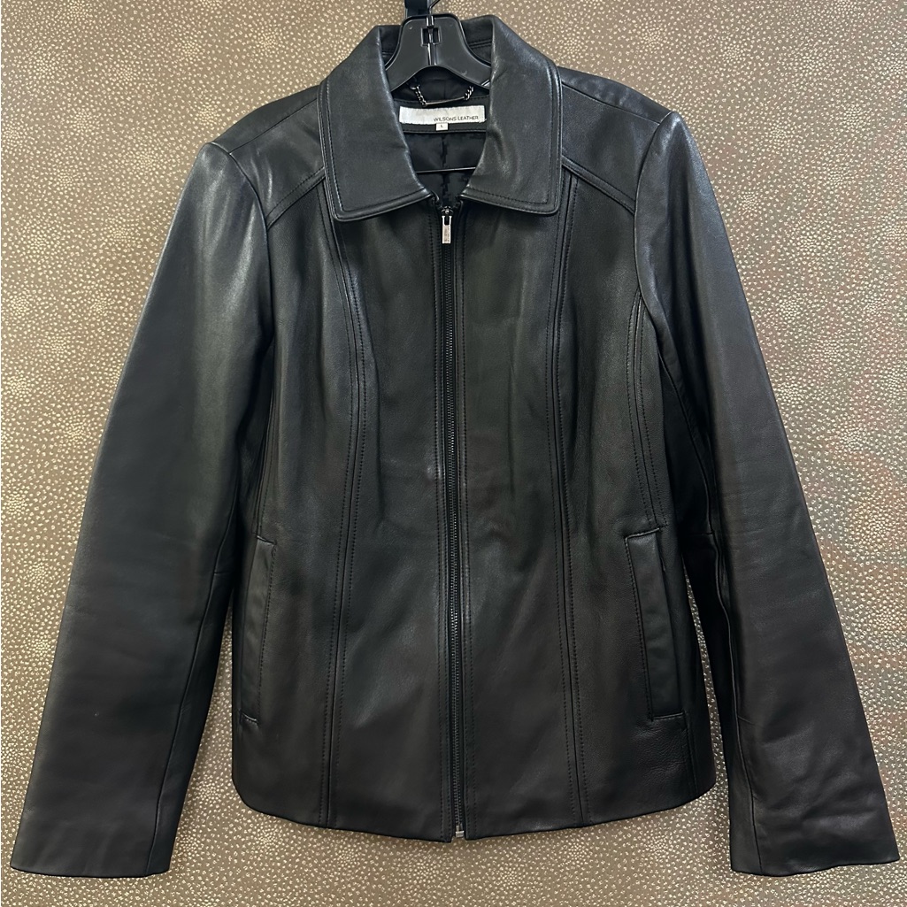 Wilsons Leather Black Genuine Leather Zip Jacket